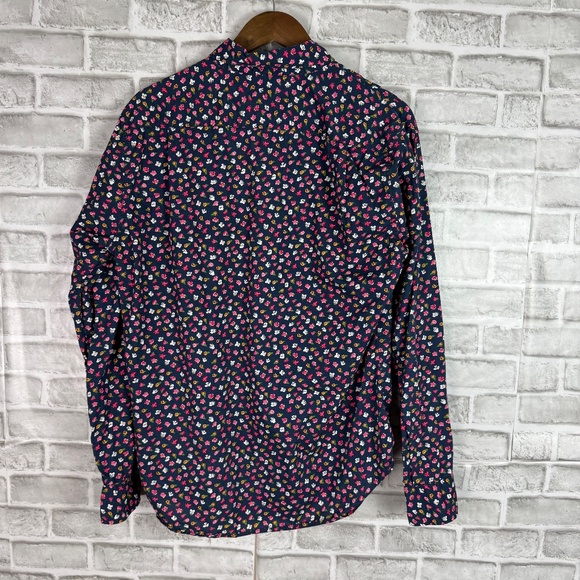 Bonobos Slim Fit Navy Blue Floral AOP Long Sleeve Button Down Shirt Mens LARGE - Picture 4 of 7